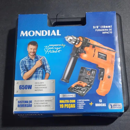 Furadeira com impacto Mondial 220v com acessórios- nunca usada