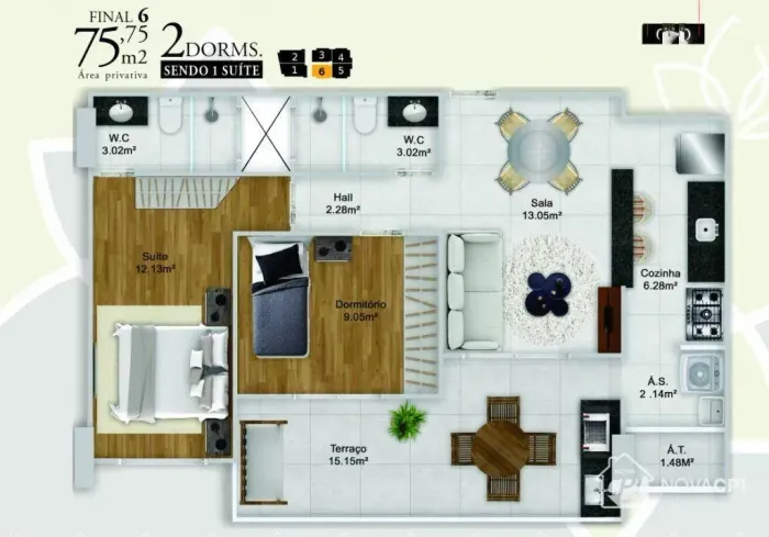 Apartamento com 2 quartos à venda na Vila Guilhermina Praia Grande/SP