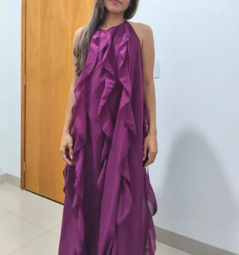Vestido chiffon - eventos e casamento - Tamanho M