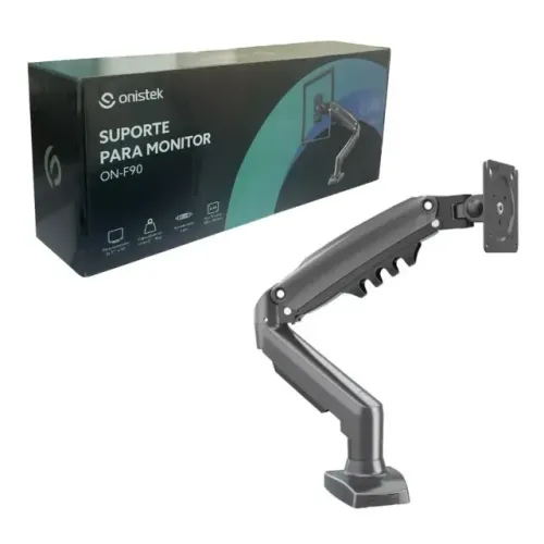 Suporte Articulado para Monitor Onistek ON-F90 Pistão a Gás 17 a 30 Pol até 9kg VESA