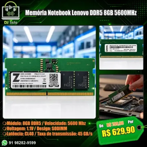Memória Notebook Lenovo DDR5 8GB 5600MHz