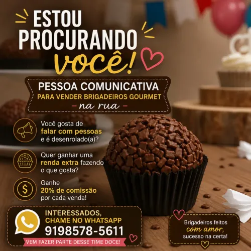 Vaga para Vendedor(a) de Brigadeiros Gourmet - Ganhe 20% de Comissão