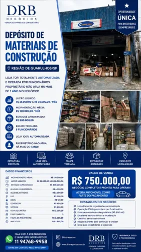 Loja materiais construção Guarulhos 40 anos 