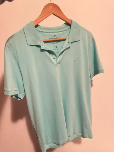 Camisa polo Brooksfield Junior Original, tamanho 14, na cor ciano (azul-turquesa claro)