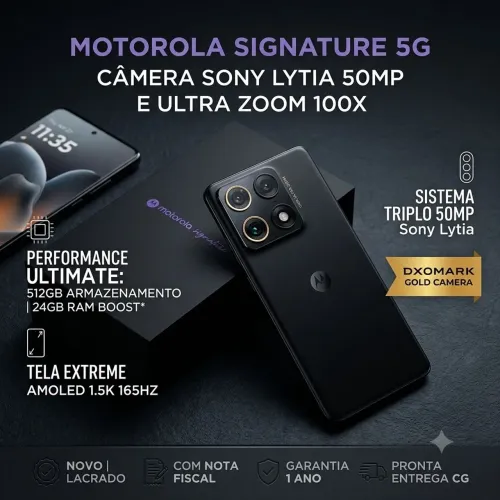 MOTOROLA SIGNATURE 5G 512GB 24GB RAM (12+12) PRETO NOVO COM NF