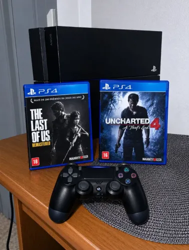 PS4 Fat completo + Controle DualShock 4 e jogos