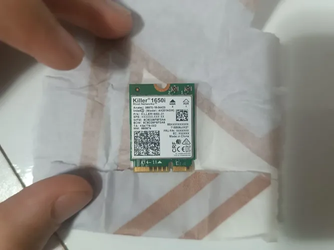 Placa Wi-Fi Killer 1650i Intel AX201 Wi-Fi 6 + Bluetooth para Notebook