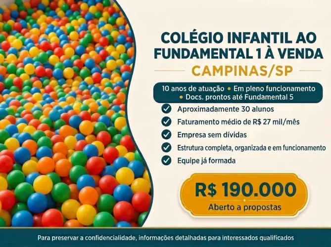Colégio - Infantil ao Fundamental 1 à Venda em Campinas: Operação Pronta para Crescer