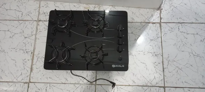 Cooktop Braslar 4 Bocas Preto Bivolt (Pouco Uso) + Brinde Mangueira de Aço