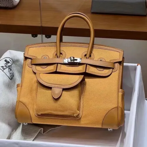 Bolsa com bolsas amarela couro legítimo Hermes  italiana 