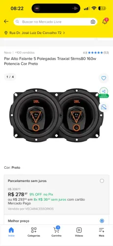 Par Alto falante 5 polegadas JBL 160W
