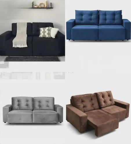 NOVOS Sofa Retratil 2 lugares Tecido Cristal a partir R$549