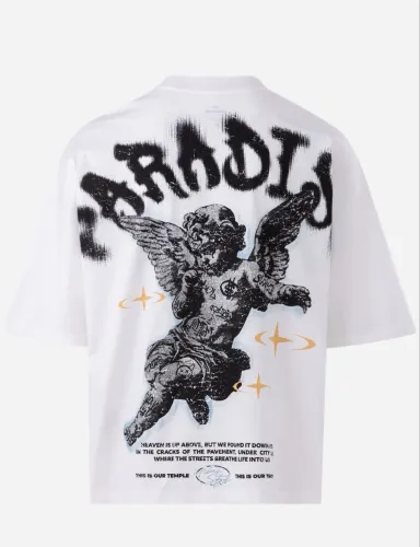 Camiseta Oversized Blue Steel - Estampa Anjo Paradise