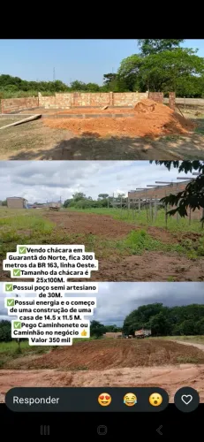 VENDE SE OU TROCA CHACARA COM CASA INICIADA LINHA OESTE GUARANTA 