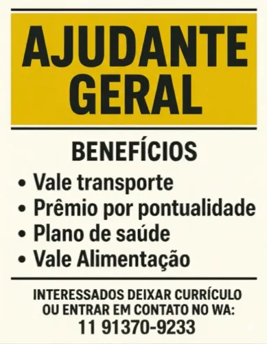 AJUDANTE GERAL (SEGUNDA A SEXTA)