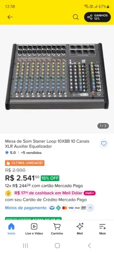 Mesa de som staner loop 10x88 10 canais