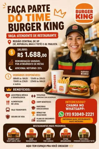 Vaga Atendente - Burguer King