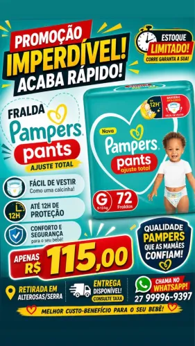 Fralda Pampers Confort Sec Pants G - 72 unidades