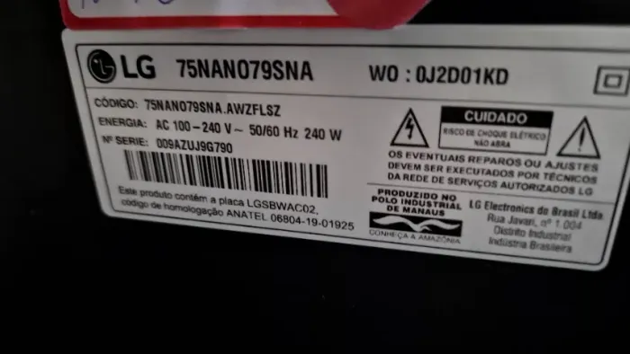 Tv Lg 75NANO79SNA com defeito