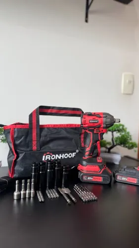 Chave de Impacto IRONHOOF 21V Brushless + 2 Baterias + Kit Completo ?