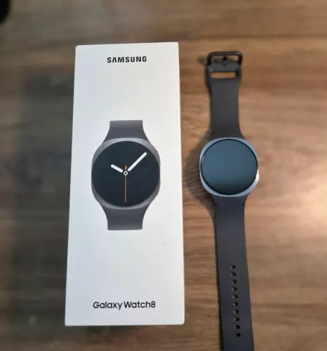Samsung Galaxy Watch 8, Bluetooth, 44mm, cor preto, seminovo, acompanha caixa, acessórios.