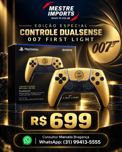Peça Única Controle PS5 DualSense 007 First Light Edição Limitada