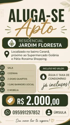 ALUGO APARTAMENTO BAIRRO CARANÃ 