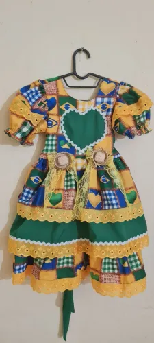 Vestido junino rodado Copa do mundo 