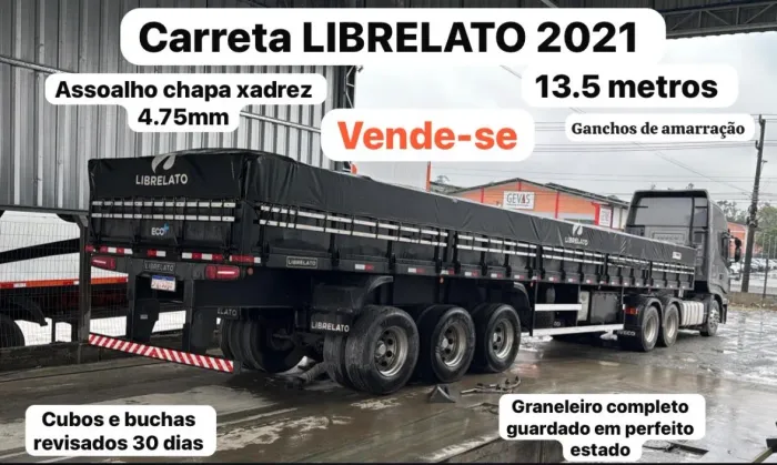 Carreta LIBRELATO 2021  13.50 com o assoalho de ferro