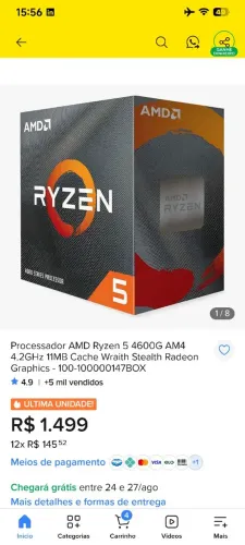 Ryzen 5 54600g - Troco por superior com volta minha