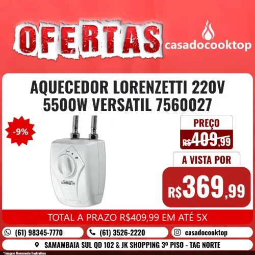 AQUECEDOR LORENZETTI 220V 5500W VERSATIL 7560027