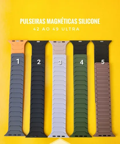 Pulseiras Magnéticas Em Silicone Apple Watch 42 ao 49 Ultra