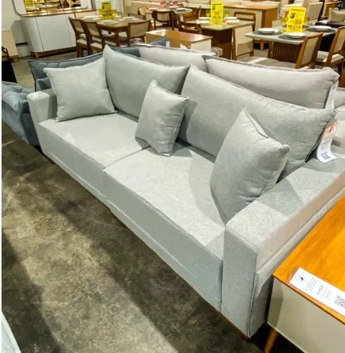 SOFÁ LIVING VENETO 236CM 4 LUGARES EM LINHO COM ALMOFADAS SOLTAS