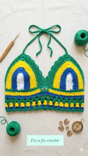 Cropped de crochê Brasil 