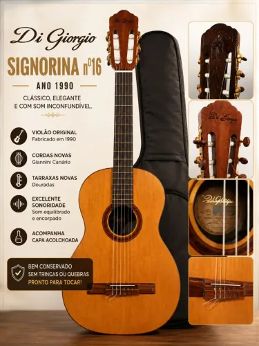 Violão Di Giorgio Signorina Nº16 1990 Original + Capa