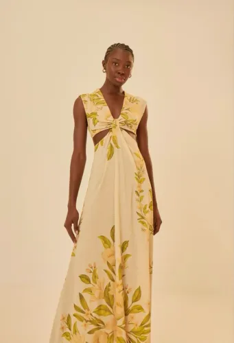 Vestido Floral Lurex Farm - PP