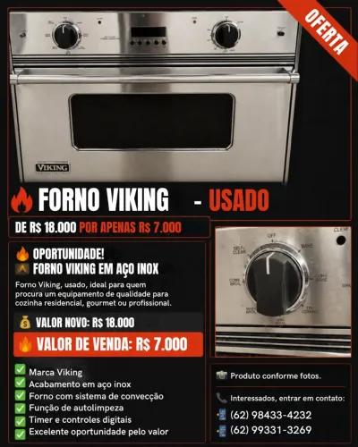 OPORTUNIDADE IMPERDÍVEL! FORNO VIKING EM AÇO INOX ?