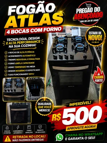 Fogão 4 bocas Atlas funcionando perfeitamente em estado de novo