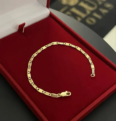 PULSEIRA BANHADA A OURO 18k MODELO PIESTRINE 4mm - COR IDÊNTICA A OURO