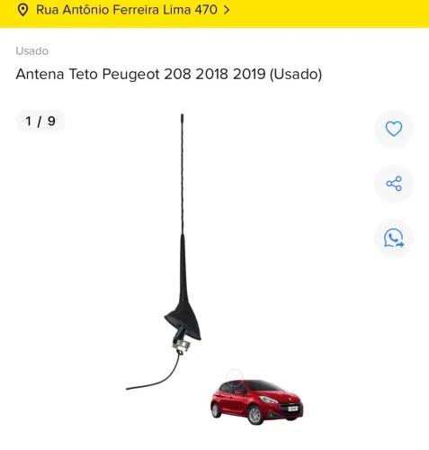 ANTENA TETO PEGUEOT 208 2018/2019