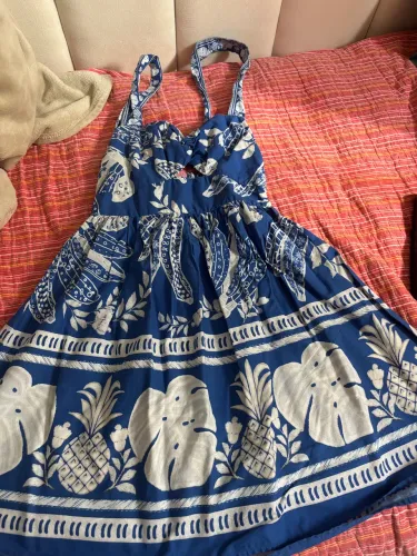 Vestido azul curto farm