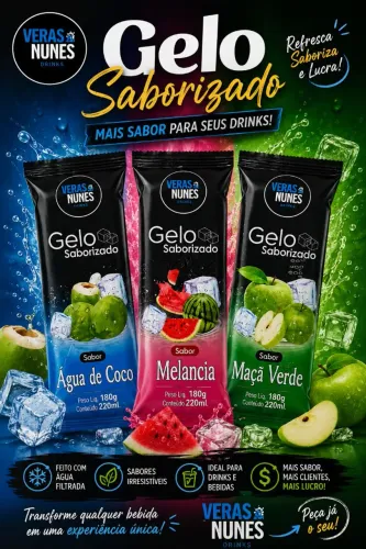 Gelo Saborizado Veras Nunes - Mais sabor para a sua bebida!
