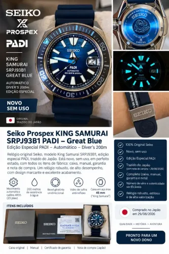 Seiko Prospex King Samurai PADI SRPJ93B1 - NOVO | Original Japão