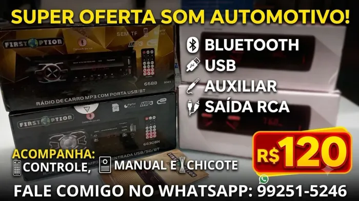 Som automotivo bluetooth - fazemos entregas