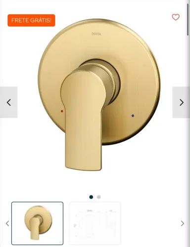 Acabamento monocomando chuveiro docol argon ouro escovado (caixa aberta, nunca usado)