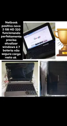 VD netbook positivo mobo 2 GB HD 320 funcionando perfeitamente apenas bateria não segura 
