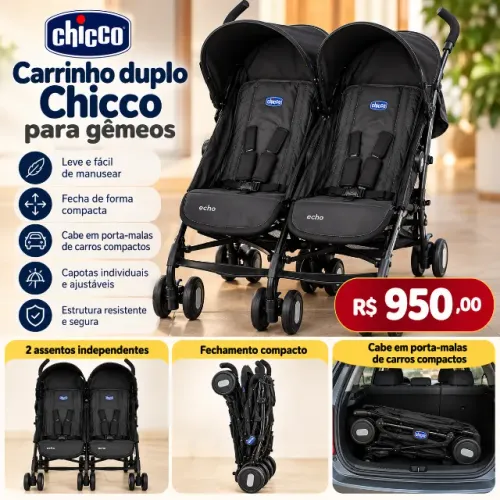 Carrinho Chicco Duplo (gêmeos)