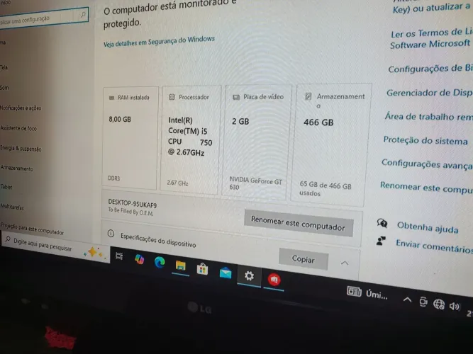 Vendo CPU i5 8g de memória 