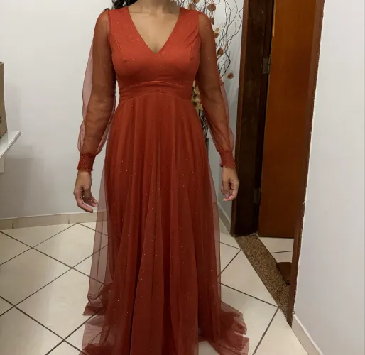 Vestido festa terracota tamanho P