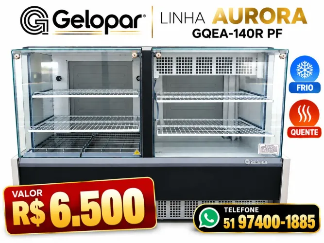 Vitrine Gelopar Aurora Quente e Fria 1,40m - 6 Meses de Uso